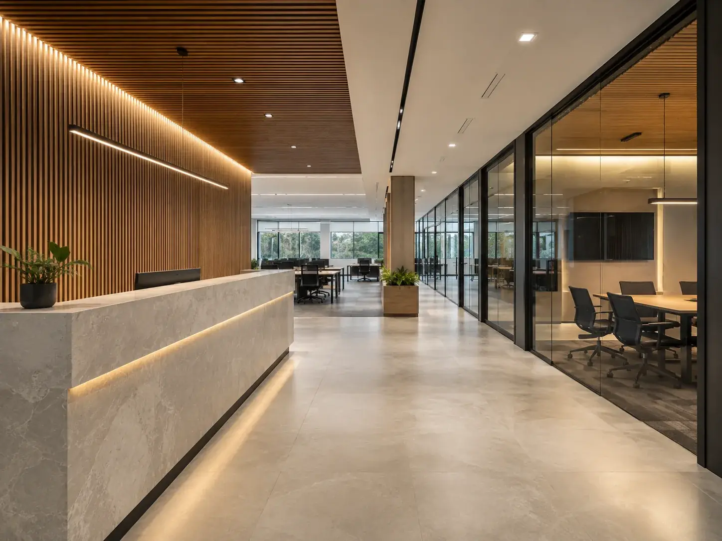 Renovated apartment building lobby and common corridor